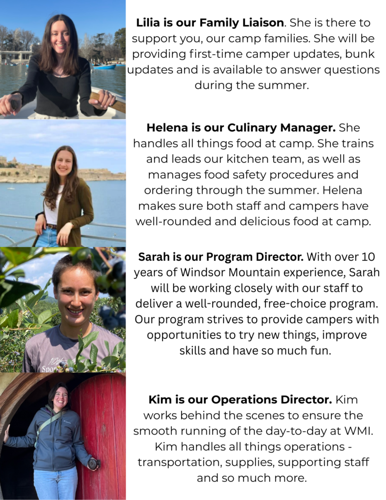 Lilia Is Our Family Liaison. She Is There To Support You, Our Camp Families. She Will Be Providing First Time Camper Updates, Bunk Updates And Is Available To Answer Questions During The Summer.